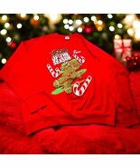 Vtg Christmas Tastes of the Season Gingerbread Man Red Holiday Sweatshir... - $460.56 MXN