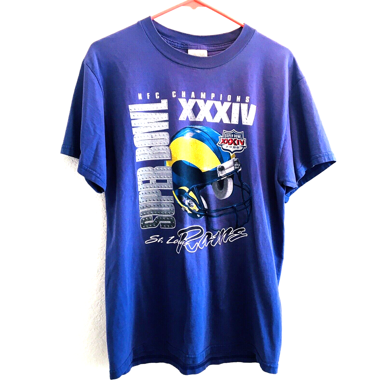 VTG 2000 St Louis Rams Super Bowl XXXIV Champions NFL Shirt XL Tultex Tag Y2K - £52.23 GBP
