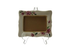 Lenox Ceramic Pink Flowers Gold Trim Picture Frame Easel Back USA - £9.60 GBP