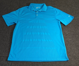 Nike Golf Men&#39;s Blue Striped Dri-FIT Short Sleeve Classic Polo Logo Size Large - $17.76