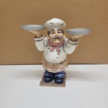 Vintage Italian Fat Chef Figurine Holding Serving Trays ~ For Small Candles  - £19.21 GBP