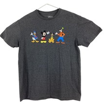 Disney T-shirt Men&#39;s Large Heather Gray Mickey Donald Pluto Goofy Front ... - $18.78