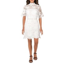 Aqua Womens Lace Short Mini Dress White S - £35.03 GBP