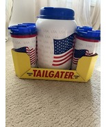 USA Flag Whirley (4) Insulated Travel Mugs &amp; 64 oz Big Gulp Picnic Set N... - $1,676.66 MXN