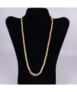 ✅ Vintage Faux Pearl Necklace Gold Color 22&quot; Knotted Sterling Silver Womens - £7.62 GBP