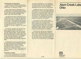 Alum Creek Lake Ohio Brochure Army Corps of Engineers Huntington Distric... - £14.22 GBP