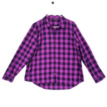 The Limited Women&#39;s XL Purple Buffalo Plaid Flannel Button Up Shirt, Cab... - $380.72 MXN
