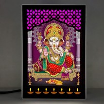 Ganesh ganesha Photo Frame With Light wall decor mandir pooja temple - £25.11 GBP