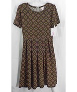 Womens LuLaRoe Dress Medium Amelia Black Multi Colored Geometric NWT - $26.73