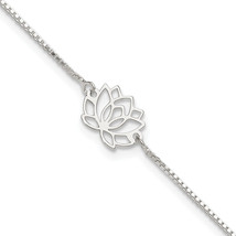 Silver Lotus with Blue Fabric Tassel 9in Plus 1in ext. Anklet QG4735 - £28.73 GBP