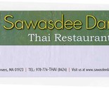 Sawasdee Danvers Thai Restaurant Menu Maple Street Danvers Massachusetts  - £12.66 GBP