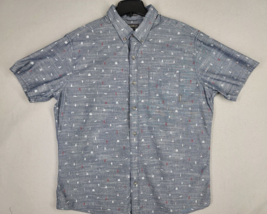 Eddie Bauer Shirt Mens XL Blue Woven Camp Short Sleeve Button Front Clas... - $16.71