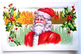 Santa Claus Postcard Embossed Vintage Holly Saint Nick In Red Suit Original - £10.99 GBP