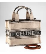 Celine Cabas Hippo Blanco / Lona Negra Tweed Thais Paño Bolso W/ para el... - $34,375.60 MXN