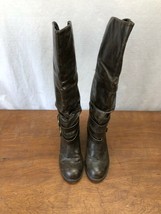 DIBA WOMAN&#39;S KNEE HIGH BROWN BOOTS FAUX LEATHER STRAP BUCKLE - SIZE 8M - $7.15