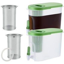 2 Pcs Cold Brew Coffee Maker 1 Gallon Plastic Iced Coffee Maker And 2 Fi... - $60.99