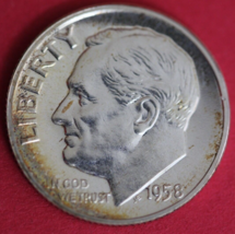 Toned 1958 Silver Proof Roosevelt Dime Exact Coin Shown Fast Shipping OC... - $14.24
