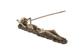 Skeleton 1608 Reclining into Earth Incense Stick Cone Burner Holder 10&quot; L - £24.44 GBP