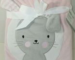 Lambs &amp; Ivy pink gray bunny rabbit white circle baby blanket New 30x40" - $46.30