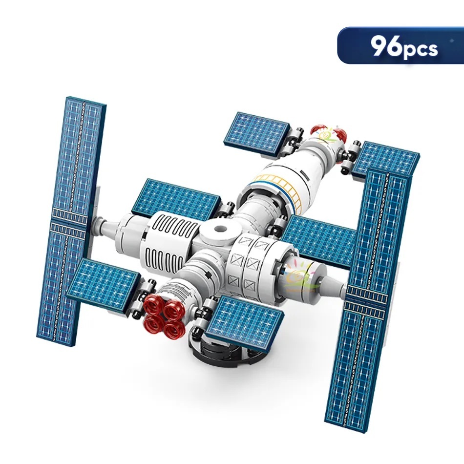 96 pcs Space Station Building Block Set Mini Orbital Spacecraft with Sol... - $12.95