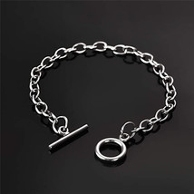 KOtik 2022 New Fashion Simple Hip Hop Silver Color Stainless Steel Bracelet Bang - £10.76 GBP