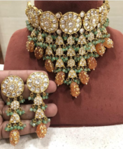 Plaqué Or Bollywood Indien Kundan Ras Du Cou Collier Boucles Mariage Bij... - £223.52 GBP