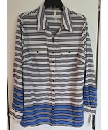 NWT Womens Plus 1X NY Collection White/Black/Blue Stripes Shirt Top Blouse - €16,18 EUR