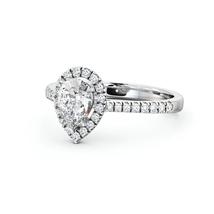 Halo Pear Moissanite Diamond With Side Stone Engagement Ring - $199.00