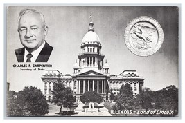 Illinois Capitol Charles Carpenter Inset Springfield IL UNP Chrome Postcard M18 - $1.93