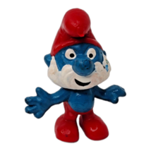 Vintage 1989 Schleich Smurfs Papa Smurf 2&quot; Figure Peyo Hong Kong - £7.11 GBP