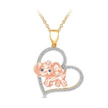 1 Carat (Cttw) Blue and White Moissanite Elephant Heart Pendant Necklace in 18K  - £58.14 GBP