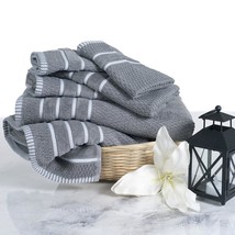 Luxury Cotton Towel Set - Rice Weave 100% Egyptian Cotton 6 Piece Set with 2 Bat - £40.71 GBP