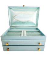 1950-60s Lady Buxton Large Jewelry Box Storage Vintage MCM Baby Blue INVRM - $49.99