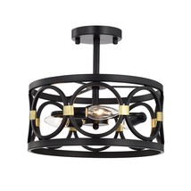 Flush Mount Ceiling Light Black And Gold Chandelier Modern Semi Flush Mount Ligh - £97.22 GBP