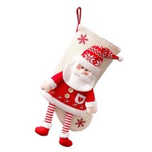 Christmas Stocking Knitted Santa Snowman Candy Gift Bag Xmas Tree Decora... - $21.95
