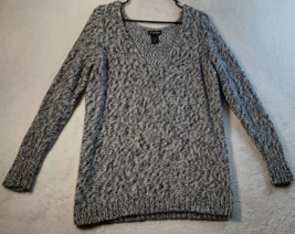Lane Bryant Sweater Womens Size 14/16 White Black Knit Cotton Long Sleeve V Neck - $24.26