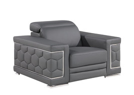 47" Granite Gray and Silver Genuine Leather Lounge Chair - $22,153.84 MXN