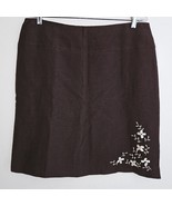 Savvy By Rafael Chocolate Brown Skirt Linen Blend Beaded Lined Size 12 NEW - £15.82 GBP