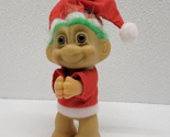 Vintage Christmas Russ Troll Hugger Santa Elf Hat Green Hair 4&quot; With Hat - $13.50