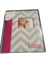 Pearhead First 5 Years Chevron Baby Memory Book Gray White Pink Modern S... - $17.77