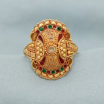 22k Filigree Gold Ring, Round Traditional Vintage Design Indian Wedding Ring Jew - £694.79 GBP