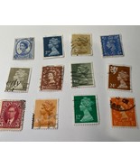 12 Vintage Mix British Stamps Of Queen And King By Machin In 1924. set # 8 - £8.28 GBP