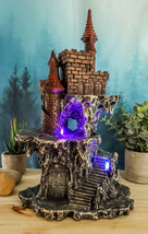 Ebros Castle Tower by Rocky Cliff Display Statue with Color LED Light 13.25&quot; H - £38.70 GBP