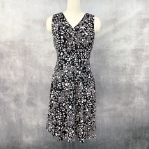 Talbots Sleeveless Dress Womens 8 Black Pink Classic Abstract Leopard Brunch - £20.85 GBP