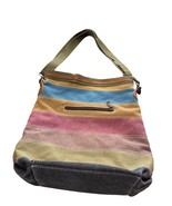 Colorful Striped Canvas &amp; Denim Large Hobo Tote Bag SKU CS8036/R746227 - £14.08 GBP