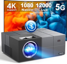 Grey Native 1080P 5G Wifi Bluetooth Projector With 4K Support, 350, And ... - £203.56 GBP