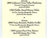 Ken Frank&#39;s La Toque Wine Pairings Menu  Rutherford California 2004 - £17.18 GBP