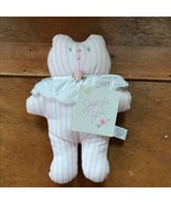 Hallmark Kensington Garden Collection Pink &amp; White Striped Stuffed Kitty... - £5.41 GBP