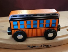 Melissa & Doug Wooden Train Cars Coach Cart Orange Wood Railway - $4.85