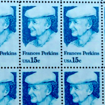 Scott #1821 Pane of 20 1980 15c Frances Perkins Labor Secretary FACE Value $3.00 - $2.96